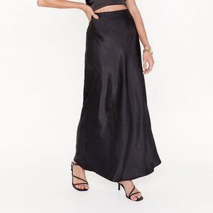 NWOT Line + Dot Black Satin Silky Maxi Skirt Cocktail Date Night S 2-4